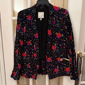 Joie Floral Black Silk Jacket / Blazer - Small